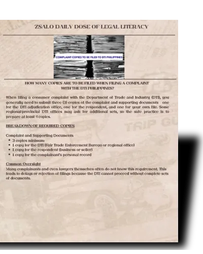 [17] HOW MANY COPIES ARE TO BE FILED WHEN FILING A COMPLAINT WITH THE DTI PHILIPPINES