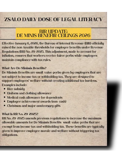 [35] BIR Updates De Minis Benefir Ceiligns for 2026