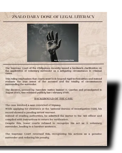 [48] SC Clarifies rule on voluntary surrender as a mitigating factor in criminal cases