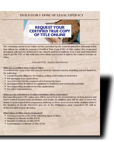 [62] Certified True Copy of Title Online Request