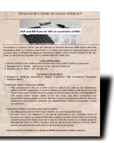[65] DOF and BIR Rules for VAT on Local Sales of RBEs
