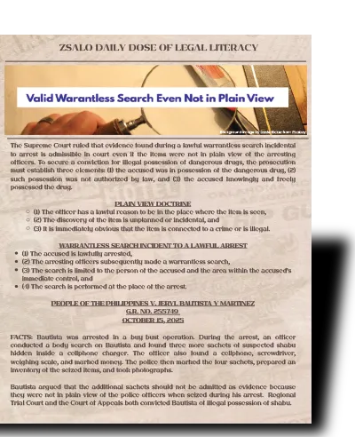 [67] Valid Warantless Search Even Not in Plain View