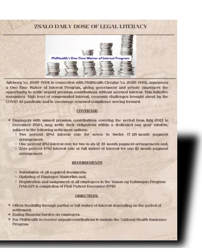 [71] Philhealth One-Time Waiver of Interest Program