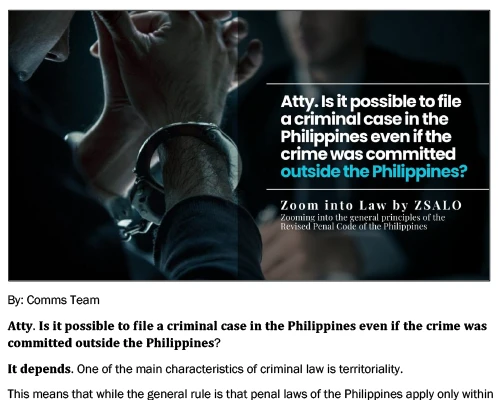 Can I file a case if the crime was committed outside the Philippines