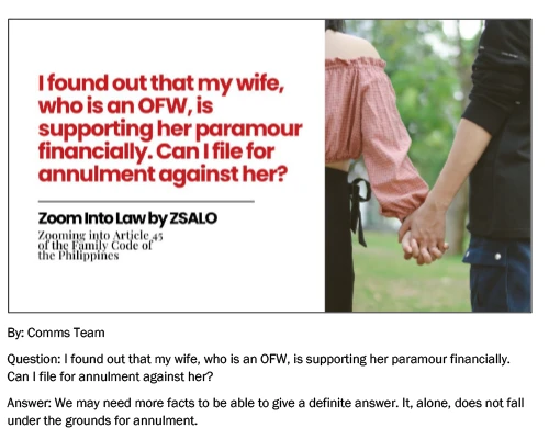 OFW Wife Supporting her Paramour